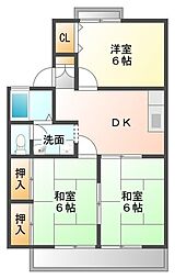 グリーンヒルハイツA 3DKの間取図画像
