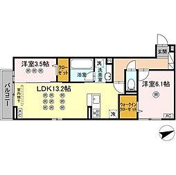TORISIA上の原 2LDKの間取図画像
