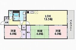 フォレスト伊丹 3LDKの間取図画像