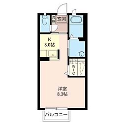 アフェクシオンA 1Kの間取図画像