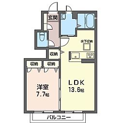 メゾンラフォーレA 1LDKの間取図画像