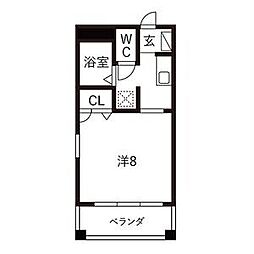 エタージュ 1Kの間取図画像