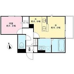placidoB棟 1LDKの間取図画像