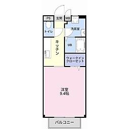ユトリロ A棟 1Kの間取図画像