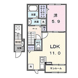 栄1丁目アパート(028865901) 1LDKの間取図画像