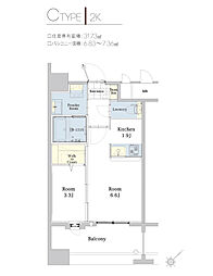 エンクレスト博多駅東2 2Kの間取図画像