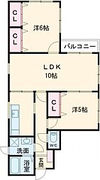 アーバニティ 2LDKの間取図画像