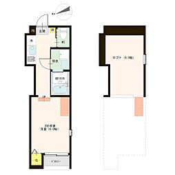 The Lotus Court 墨染 ワンルームの間取図画像