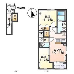 レコルテ(recolte) 2LDKの間取図画像