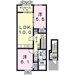 ブルーワンA 2LDKの間取図画像
