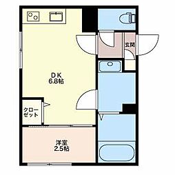 グレースコート東万代 1DKの間取図画像
