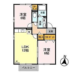 グリーンパークA 2LDKの間取図画像