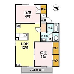 トップ・イン新庄A 2LDKの間取図画像