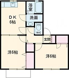 メンバーズタウンハーモニーK 2DKの間取図画像