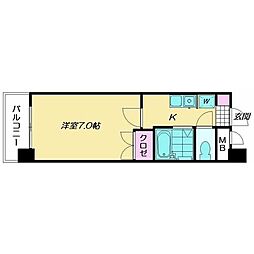 スライビング藤崎 1Kの間取図画像