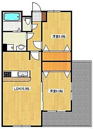 ADVANCE武蔵野台 2LDKの間取図画像