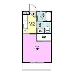 アクアハイム三島 1Kの間取図画像