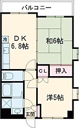 トーカンマンション浜田町 2DKの間取図画像