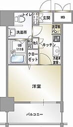 エンクレスト香椎 1Kの間取図画像