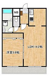 クロノス庄口公園 1LDKの間取図画像