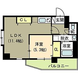 ブラスト南万代 1LDKの間取図画像