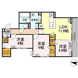 D-crinum桜堤 3LDKの間取図画像