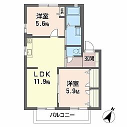 ディアス楠木A 2LDKの間取図画像