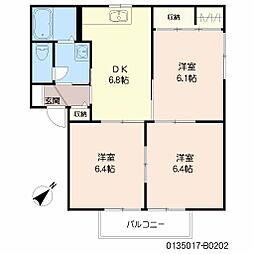 フォーレス神崎B 3DKの間取図画像