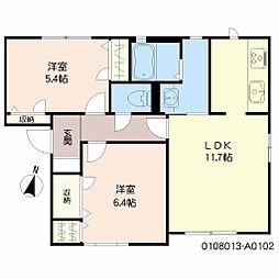 グランディール 2LDKの間取図画像