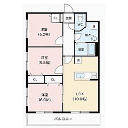 プランドールあおば 3LDKの間取図画像