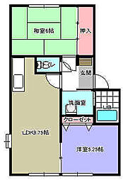 ソレジオ井堀 2LDKの間取図画像