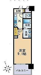 フロンティアききつ1 1Kの間取図画像