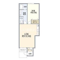 エミシア南大分 1LDKの間取図画像