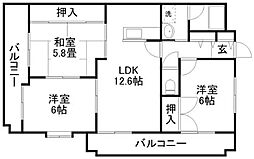 クリスタルマンション 3LDKの間取図画像