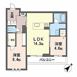 鹿児島市東谷山2丁目アパート 2LDKの間取図画像