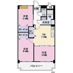 フローラタウンH 3DKの間取図画像