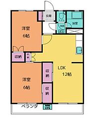 向坂マンションA棟 2LDKの間取図画像