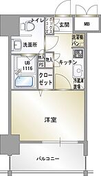 エンクレスト香椎 1Kの間取図画像