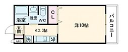 JRBハイツ矢野1番館 1Kの間取図画像
