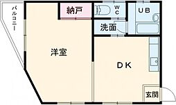 中野ハイツ ワンルームの間取図画像