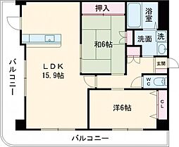 グランフィーネ新土河原 2LDKの間取図画像