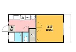 グランビュー船岡 1Kの間取図画像