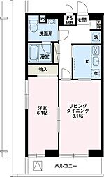 エスエスハイツ市川 1LDKの間取図画像