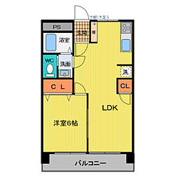 若葉ビル 1LDKの間取図画像