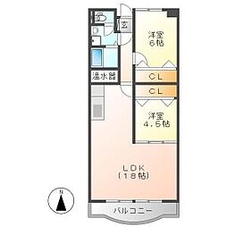ベルセーヌ枝郷 2LDKの間取図画像