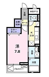 モデルノ 1Kの間取図画像