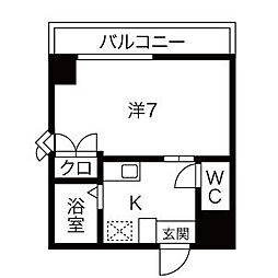 セントラルリッツ 1Kの間取図画像
