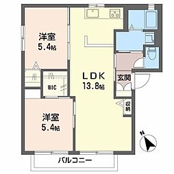 バリュージュルミナスA 2LDKの間取図画像