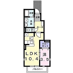 個邸鈴原 1LDKの間取図画像