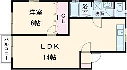 アイビーハイツちよだD棟 1LDKの間取図画像